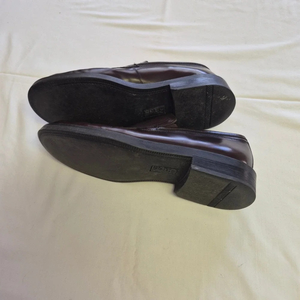 Bass Men Gavin Loafer Dress Shoe Size 11.5 Wide Brown Leather Slip On Made Italy